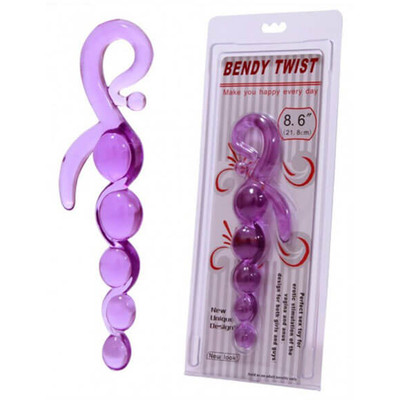 Foto 1 do produto Bendy Twist - Plug Anal em Jelly com 5 Esferas em Tamanhos Gradativos e Estimulador Lateral - 22 cm | Cor: Roxo
