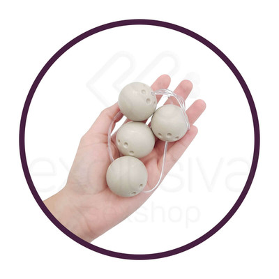 Foto 2 do produto Ben-wa - Bolinhas Tailandesas com 4 Esferas e Cordão de Silicone | Cor: Marfim