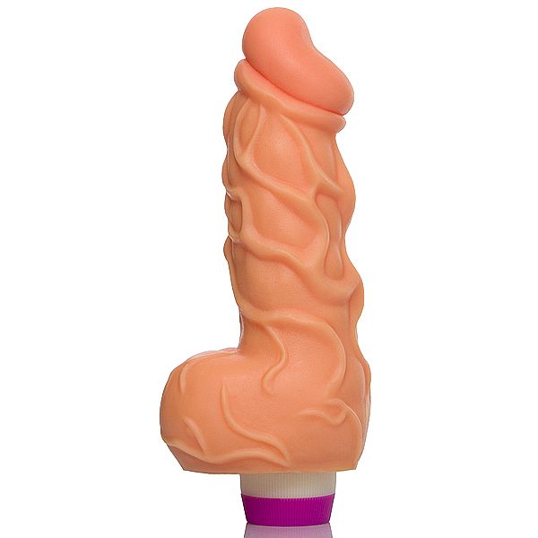 Big Boss - Pênis Realístico em PVC com Vibrador Multivelocidade e Escroto e Resistente à Água - 13,4 x 5 cm | Cor: Bege - 2