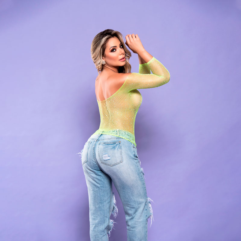 Blusa em Arrastão com Manga 7/8 com Strass - Yaffa Lingerie | Tamanho Único | Disponível em 6 cores - 14