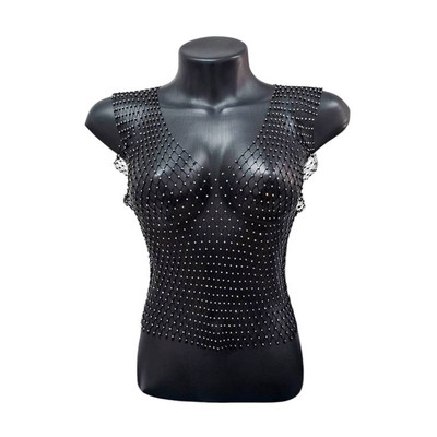 Foto 2 do produto Blusa Regata de Tela com Detalhes em Strass - Exclusiva | Tamanho Único