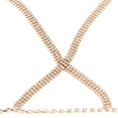 Body Chain Seios em Strass e Correntes - Exclusiva | Tamanho Único