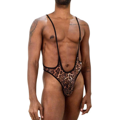 Body Masculino em Tule Transparente com Estampa de Onça Pintada e Regulador - SD Clothing | Tamanho Único