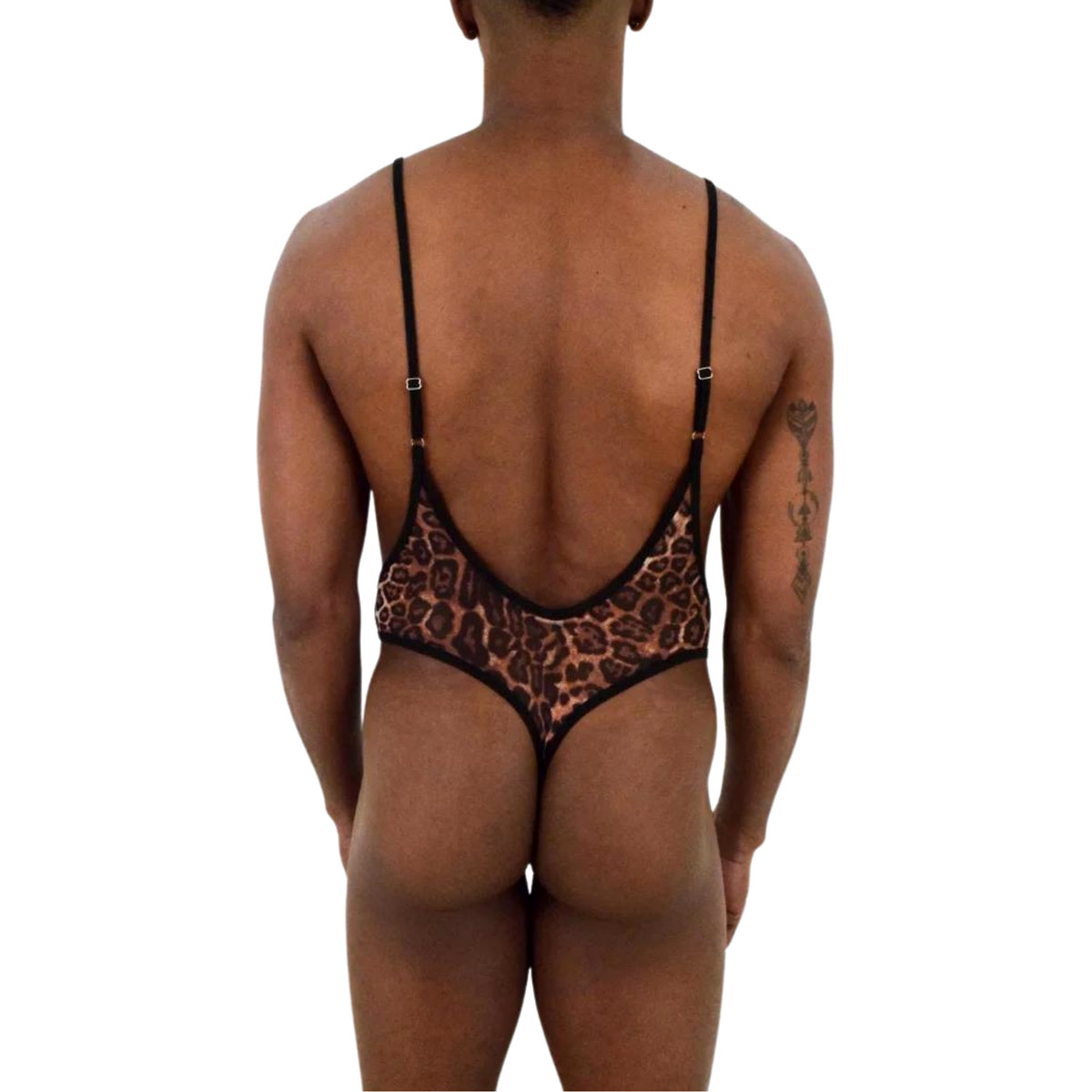 Body Masculino em Tule Transparente com Estampa de Onça Pintada e Regulador - SD Clothing | Tamanho Único - 3