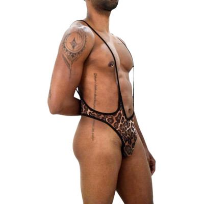 Foto 2 do produto Body Masculino em Tule Transparente com Estampa de Onça Pintada e Regulador - SD Clothing | Tamanho Único