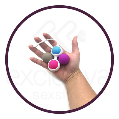 Foto 6 do produto Bolas para Pompoar em Silicone com Alça de Segurança e 4 Esferas com Pesos