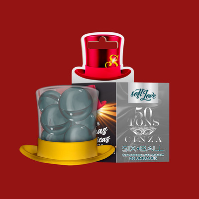Foto 1 do produto Bolinha Explosiva com Efeito de Aquecimento, Sensações de Pulsação e Vibração - Soft Love Six Ball 50 Tons de Cinza | 6 Unidades