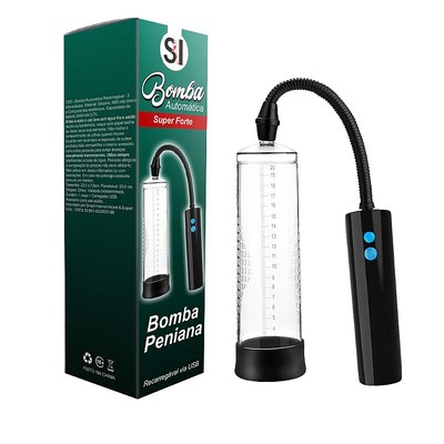 Bomba Peniana Automática Recarregável com 3 Modos de Sucção - SI Bomba Automática Super Forte | 20 x 6,2 cm