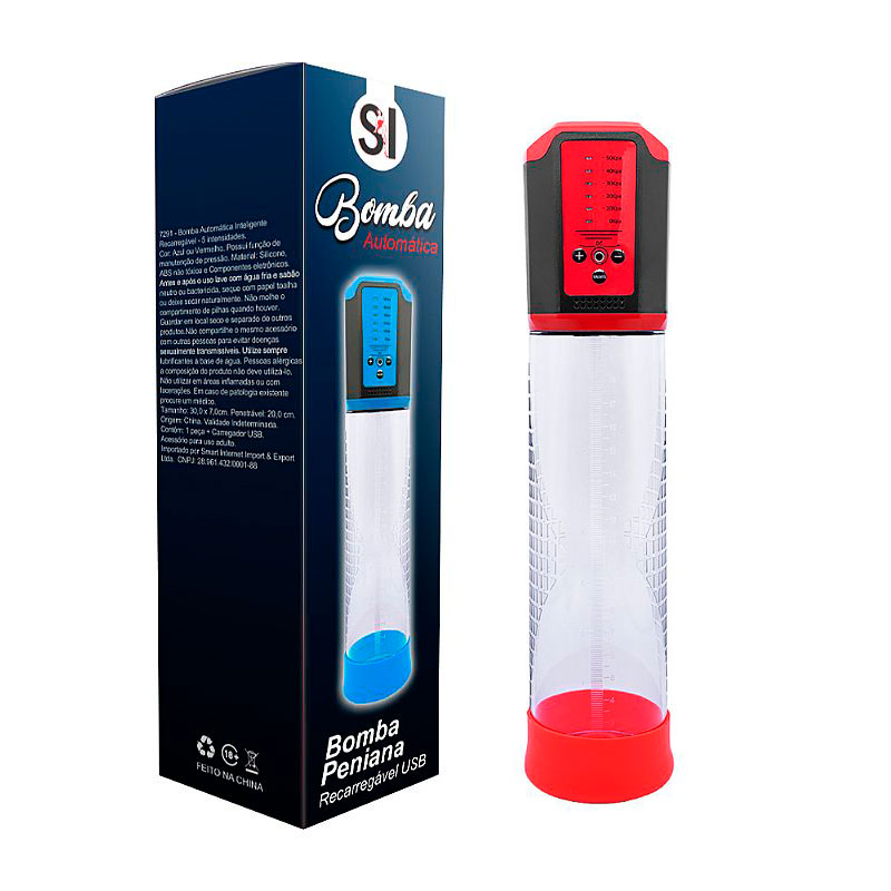 Bomba Peniana Automática Recarregável com Vibração e 5 Modos de Intensidade - Sexy Import | 20 x 5,9 cm | Disponível em 2 Cores - 4
