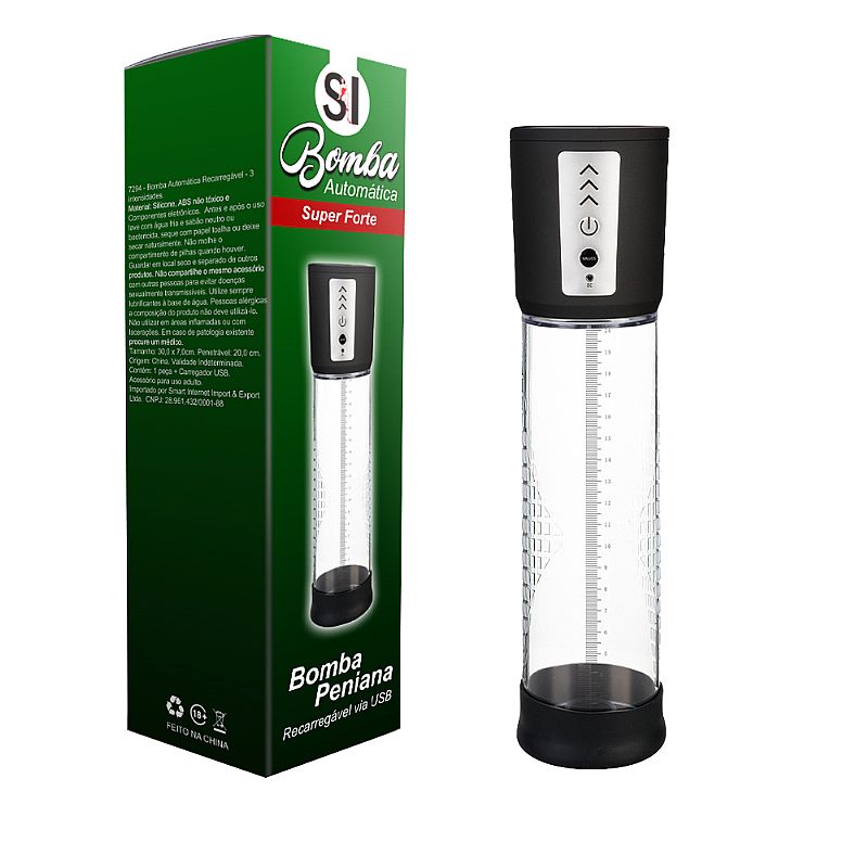 Bomba Peniana Automática Super Forte com Vibração e 3 Níveis de Intensidade - SI Sexy Import| 20 x 5,7 cm - 6