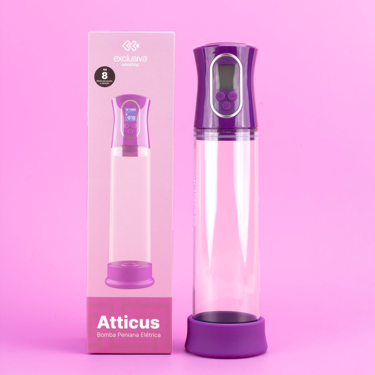 Bomba Peniana Elétrica com 3 Modos de Sucção e 8 Tipos de Intensidade - Exclusiva Atticus | Cor: Roxo - 1