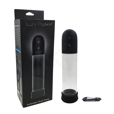 Bomba Peniana Elétrica com Botão de Descompressão do Ar e Carregamento Via Cabo USB - LuvPump Automatic Penis Pump | 20,7 x 6 cm | Cor: Preto