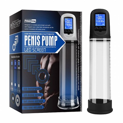 Bomba Peniana Elétrica Recarregável com Monitor Digital e Anel em Silicone - Penis Pump | 21 x 6,0 cm