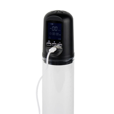 Bomba Peniana Elétrica Recarregável com Monitor Digital e Anel em Silicone - Penis Pump | 21 x 6,0 cm