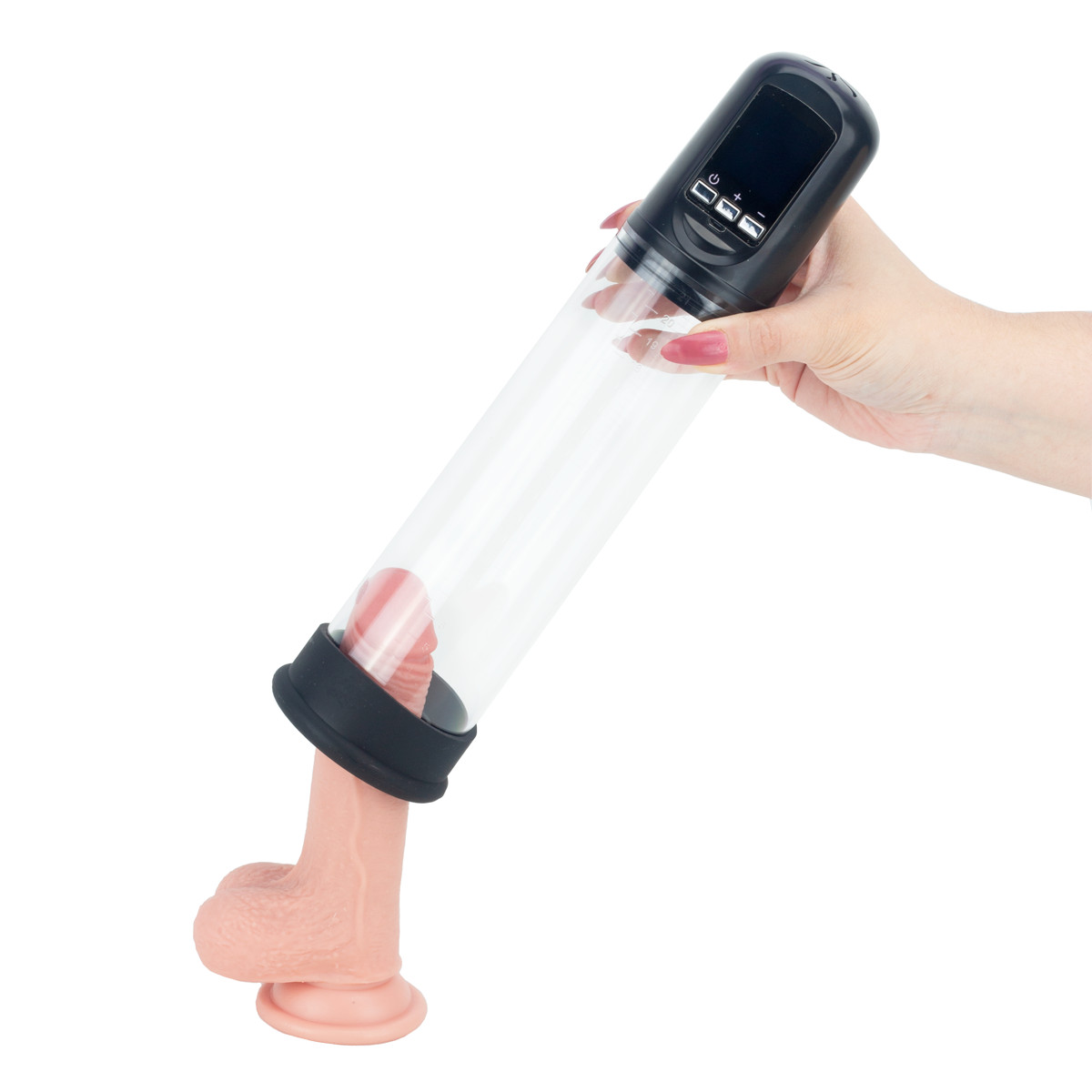 Bomba Peniana Elétrica Recarregável com Monitor Digital e Anel em Silicone - Penis Pump | 20 x 6,0 cm - 7