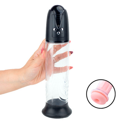 Bomba Peniana Elétrica Recarregável com Vagina em TPR, Anel, 4 Modos de Sucção e 4 Intensidades - Passion Pump Men