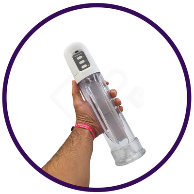 Bomba Peniana Elétrica com Sucção Automática e 4 Níveis de Velocidade - Penis Pump Master Max Cup | 31,8 x 6,6 cm | Cor: Branco