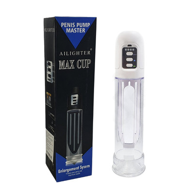 Bomba Peniana Elétrica com Sucção Automática e 4 Níveis de Velocidade - Penis Pump Master Max Cup | 31,8 x 6,6 cm | Cor: Branco