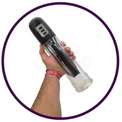Bomba Peniana Elétrica com Sucção Automática e 4 Níveis de Velocidade - Penis Pump Master Max Cup | 31,8 x 6,6 cm | Cor: Preto