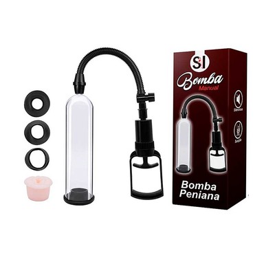Bomba Peniana Manual com 3 Anéis e Bocal em Forma de Vagina - Pênis Pump | 17 x 4,8 cm