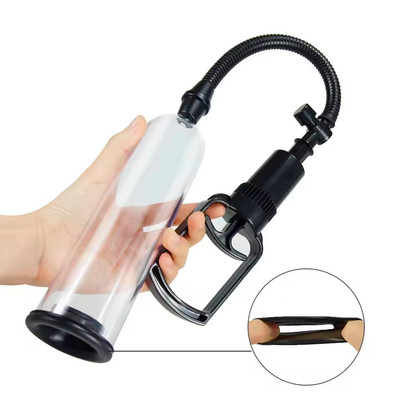 Bomba Peniana Manual com 3 Anéis e Bocal em Forma de Vagina - Pênis Pump | 17 x 4,8 cm