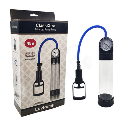 Bomba Peniana Manual com Manômetro e Válvula de Descompressão do Ar - ClassiXtra LuvPump | 20 x 5,8 cm