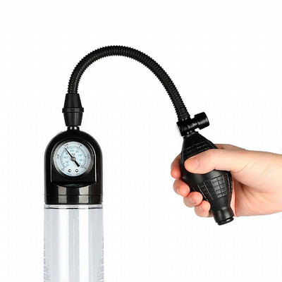 Bomba Peniana Manual com Manômetro e Válvula de Descompressão do Ar - Penis Pump To Be The Bigger Man | 28,5 x 6,1 cm