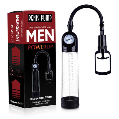 Bomba Peniana Manual com Manopla de Bombeamento Manômetro de Pressão - Penis Pump PowerUp | 20 x 2,2 cm