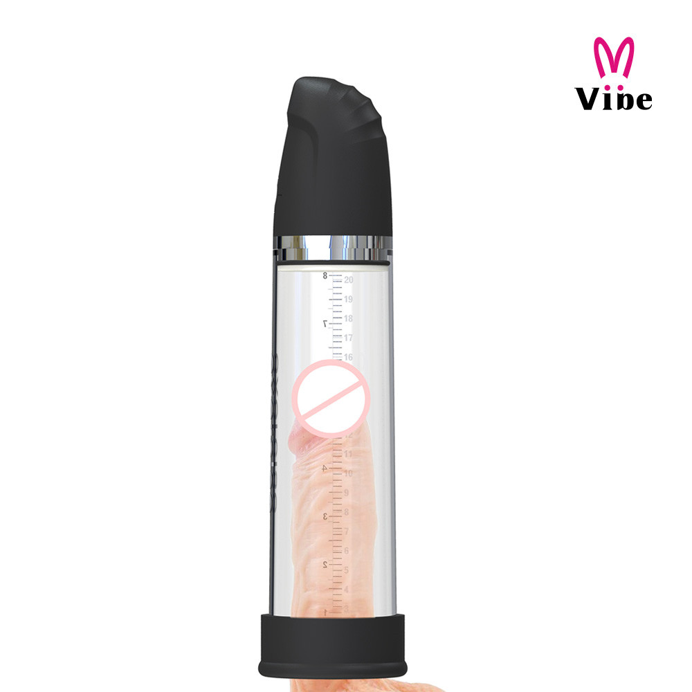 Bomba Peniana Recarregável Elétrica com 4 Modos de Sucção e Anel em Silicone - Penis Pump - 30,9 x 7,6 cm - 11