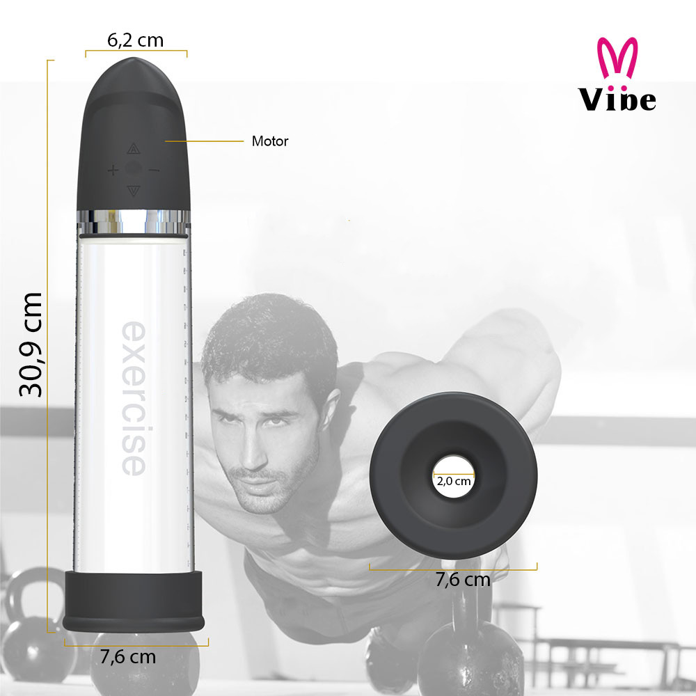 Bomba Peniana Recarregável Elétrica com 4 Modos de Sucção e Anel em Silicone - Penis Pump - 30,9 x 7,6 cm - 14