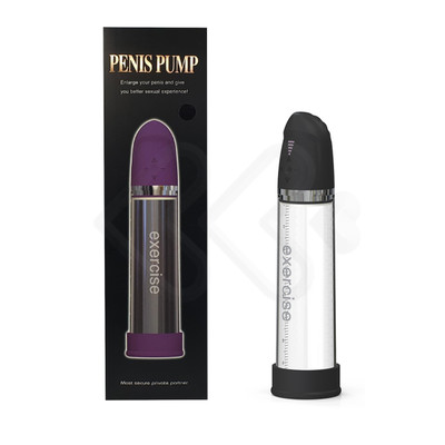 Bomba Peniana Recarregável Elétrica com 4 Modos de Sucção e Anel em Silicone - Penis Pump - 30,9 x 7,6 cm