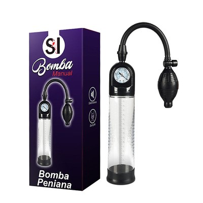 Bomba Peniana de Sucção Manual com Pera de Bombeamento Manômetro - SI Bomba Peniana | 20 x 6,4 cm