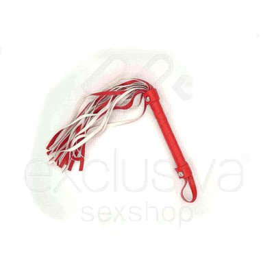 Foto 1 do produto Bondage - Chicote com Tiras em Couro Sintético - 24 cm | Cor: Vermelho