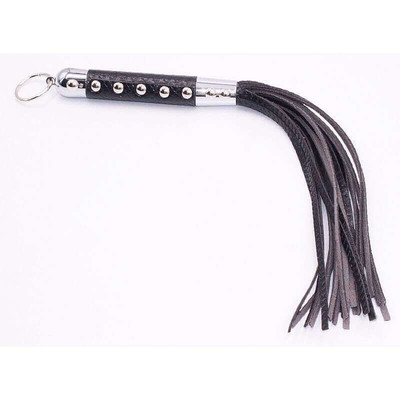 Bondage - Chicote com Tiras em Couro Sintético com Aparência Premium - 29 cm | Cor: Preto