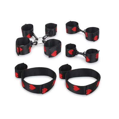 Foto 1 do produto Kit Bondage com Algemas, Prendedor de Perna e Tornozeleiras com Detalhes de Coração com 10 peças - Bondage Kits I Would Give It All To Not Be Sleep Alone