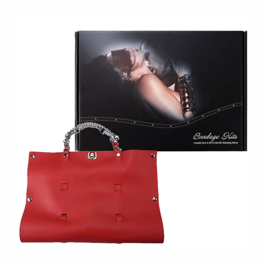 Bondage Kits - Kit Bondage com 10 Itens em Couro e Metal Leve | Cor: Vermelho - 2