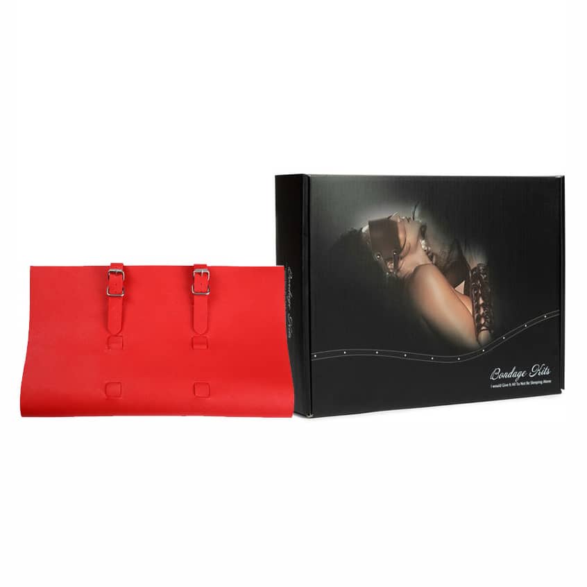 Kit Bondage com 9 Itens em Couro e Metal Leve - Bondage Kits | Cor: Vermelho - 2
