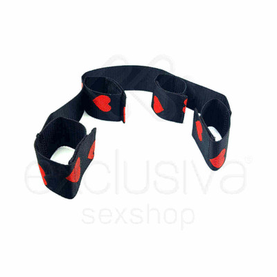 Foto 4 do produto Sexy Import Fetiche Sado - Algemas Distanciadoras de Punhos e Tornozelos com Detalhes de Coração e fecho de Vélcro