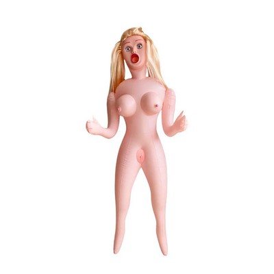Foto 3 do produto Boneca Inflável com Seios, Rosto, Cabelo Loiro, 2 Orifícios Penetráveis em TPE, Bullet Multivelocidade e Gemido - Top-notch 3D Beautiful Girl