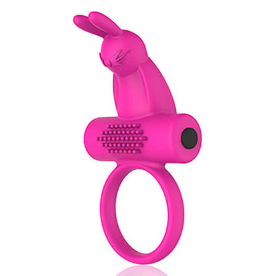 Foto 1 do produto Boreas Cock Ring - Anel Peniano com Estimulador Clitoriano em Forma de Coelho e Vibração Única - 9 x 3 cm | Cor: Rosa