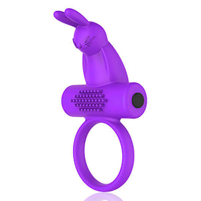 Foto 1 do produto Boreas Cock Ring - Anel Peniano com Estimulador Clitoriano em Forma de Coelho e Vibração Única - 9 x 3 cm | Cor: Roxo