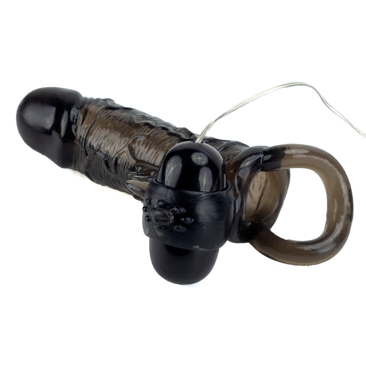 Capa Peniana em Silicone com Cápsulas Vibratórias, Estimulador de Clítoris e Controle Remoto com Fio - Boss Cock Beater | 8,5 x 3,7 cm - 2