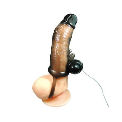 Foto 3 do produto Capa Peniana em Silicone com Cápsulas Vibratórias, Estimulador de Clítoris e Controle Remoto com Fio - Boss Cock Beater | 8,5 x 3,7 cm