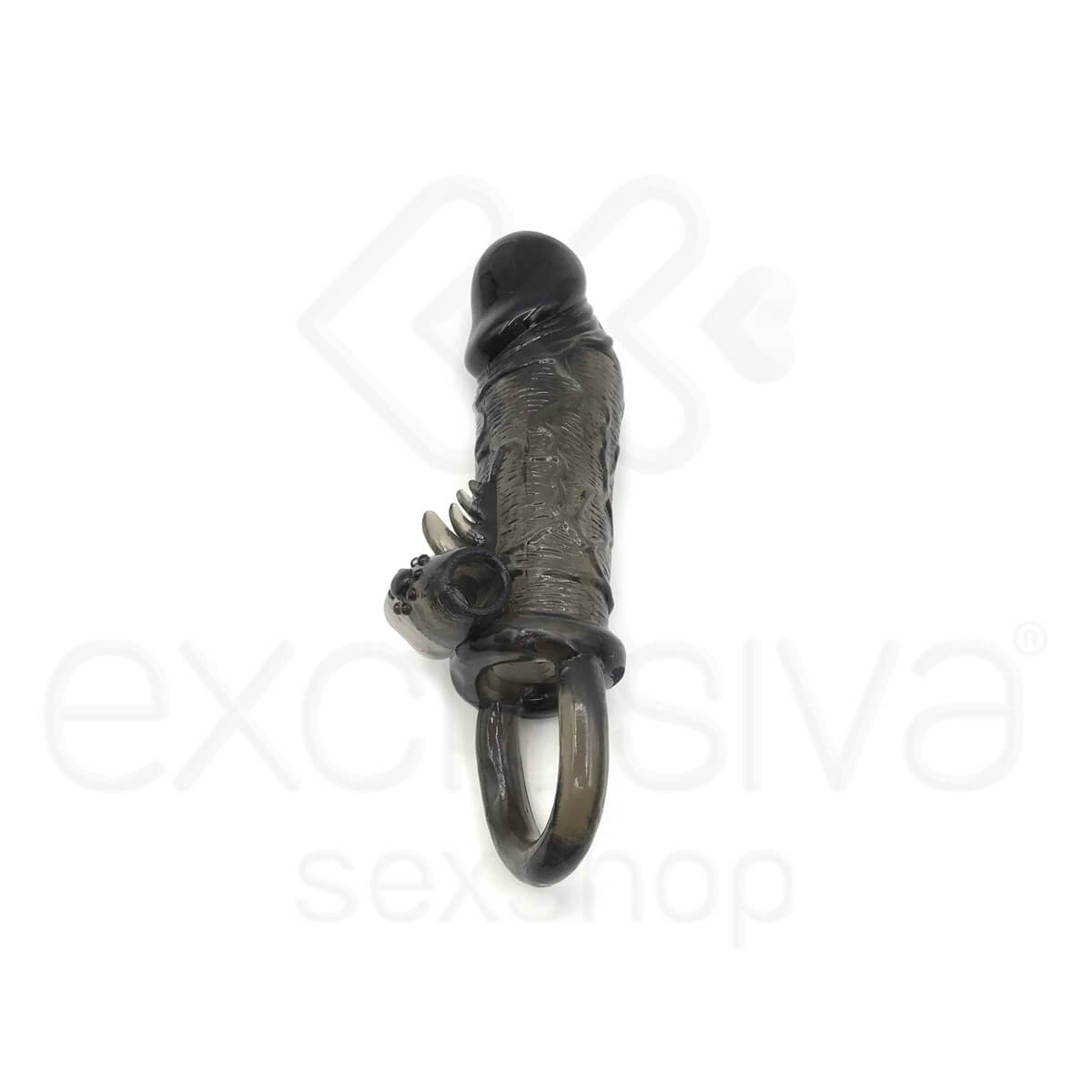 Capa Peniana em Silicone com Cápsulas Vibratórias, Estimulador de Clítoris e Controle Remoto com Fio - Boss Cock Beater | 8,5 x 3,7 cm - 4