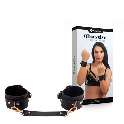 Bracelete Vip Gold em Couro com Tira Ajustável - New Star Couros