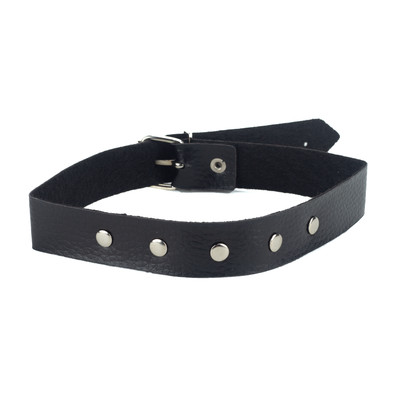 Choker em Couro Sintético com Detalhes e Fivela Ajustável - Brasil Fetiche