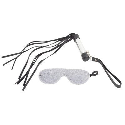 Kit Luxo com Chicote e Venda em Pelúcia 50 Tons - Brasil Fetiche | Cor: Cinza