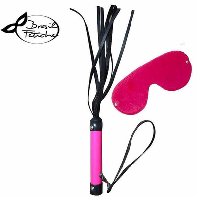 Foto 2 do produto Brasil Fetiche - Kit Luxo com Chicote e Venda em Pelúcia | Cor: Rosa