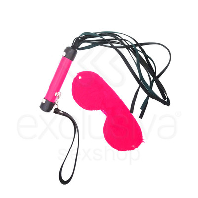 Brasil Fetiche - Kit Luxo com Chicote e Venda em Pelúcia | Cor: Rosa