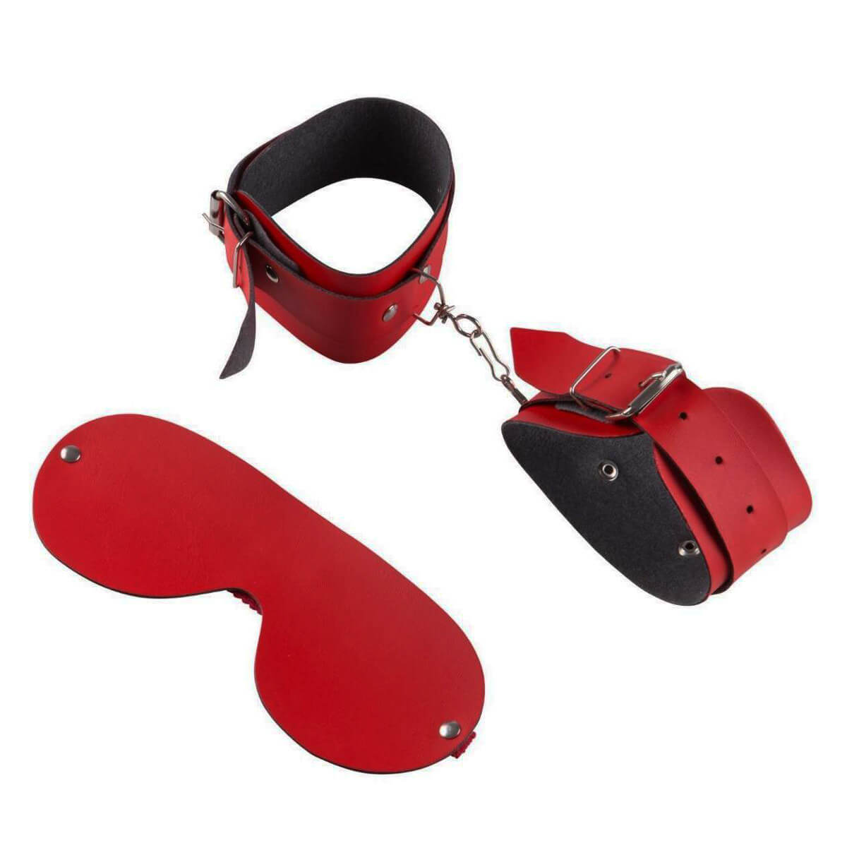 Kit Sadomasoquismo com Algema e Venda em Couro Sintético - Brasil Fetiche | Disponível em 6 Cores - 6